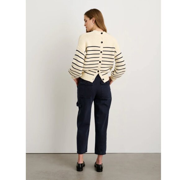 Alex Mill Striped Cotton Crewneck Cardigan, Size S - Picture 1 of 8